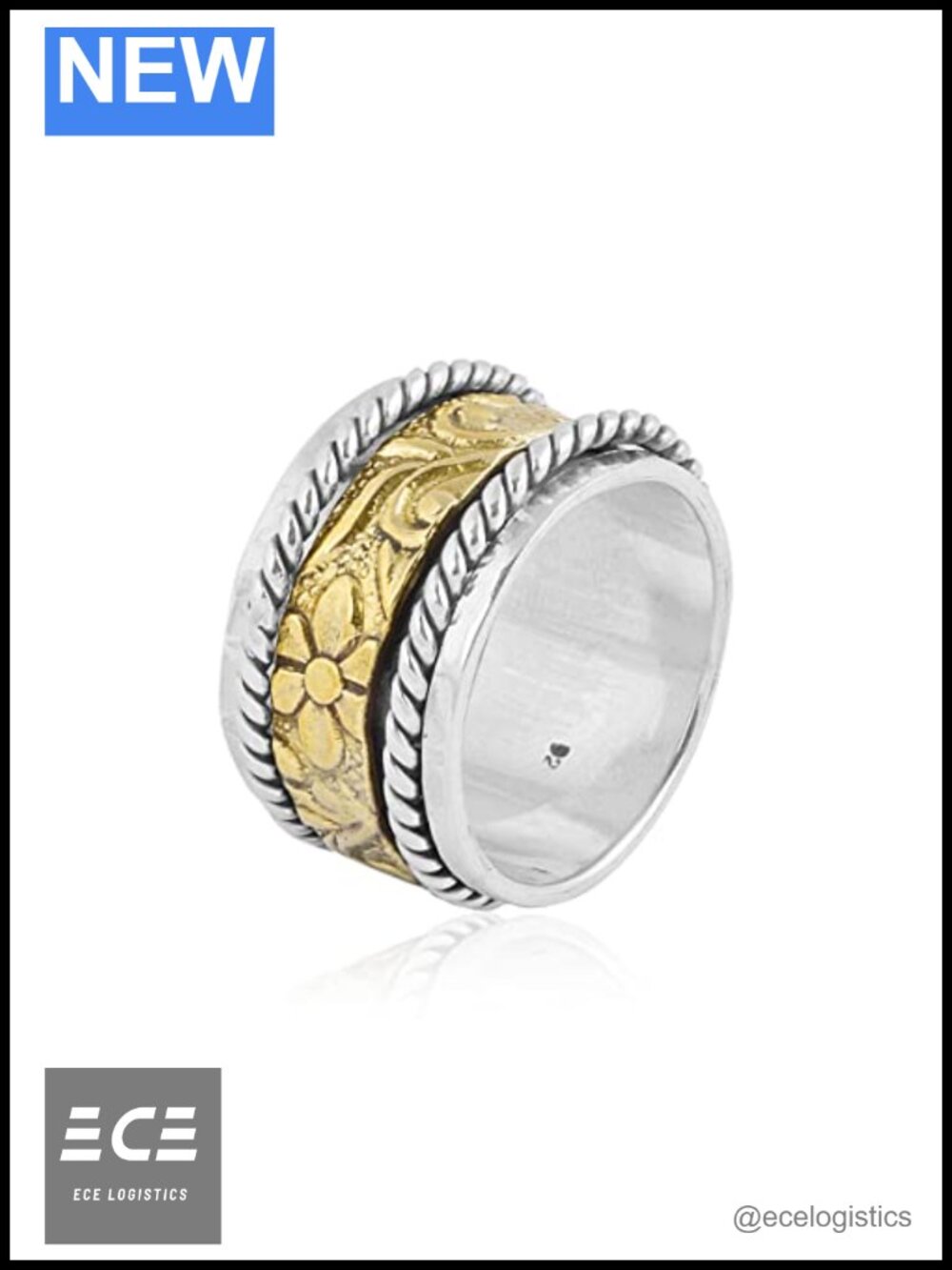 925 Sterling Silver Spinner Ring Handcrafted Meditation Boho Jewelry